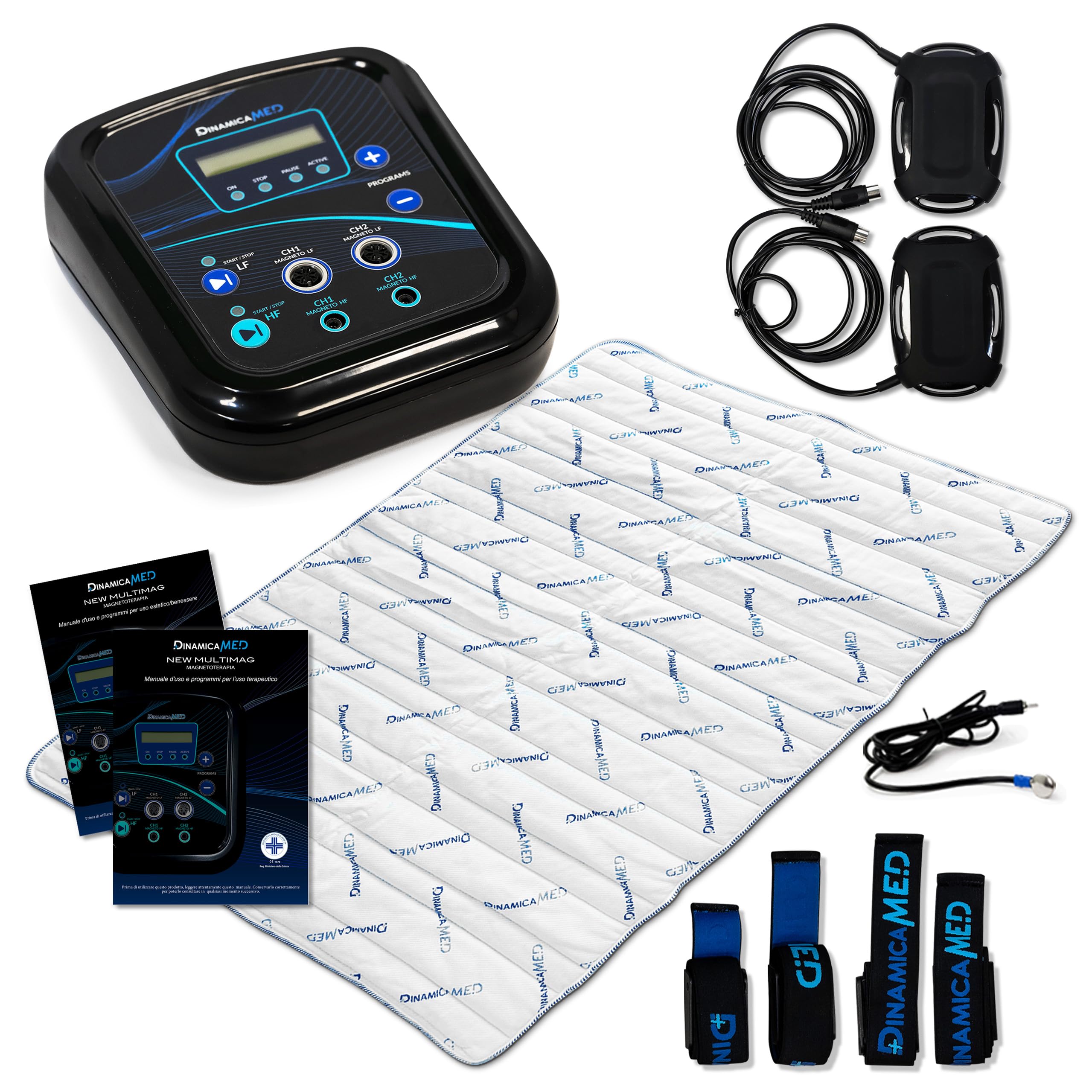 Dinamicamed New MultiMag PRO 7.0 Apparecchio per Magnetoterapia, Magnetoterapia con 2 Diffusori in Bassa Frequenza (LF) e Stuoia 160x190 ad Alta Frequenza (HF)
