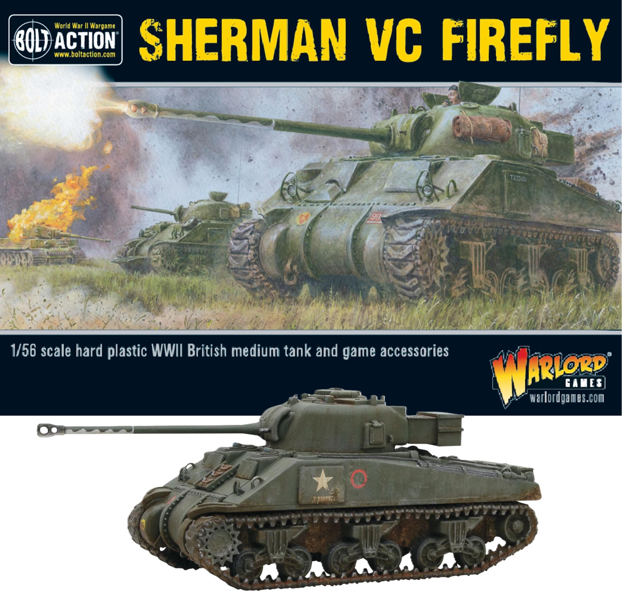 British Army Sherman Firefly Vc - 1:56 / 28mm Plastic Scale Model Tank