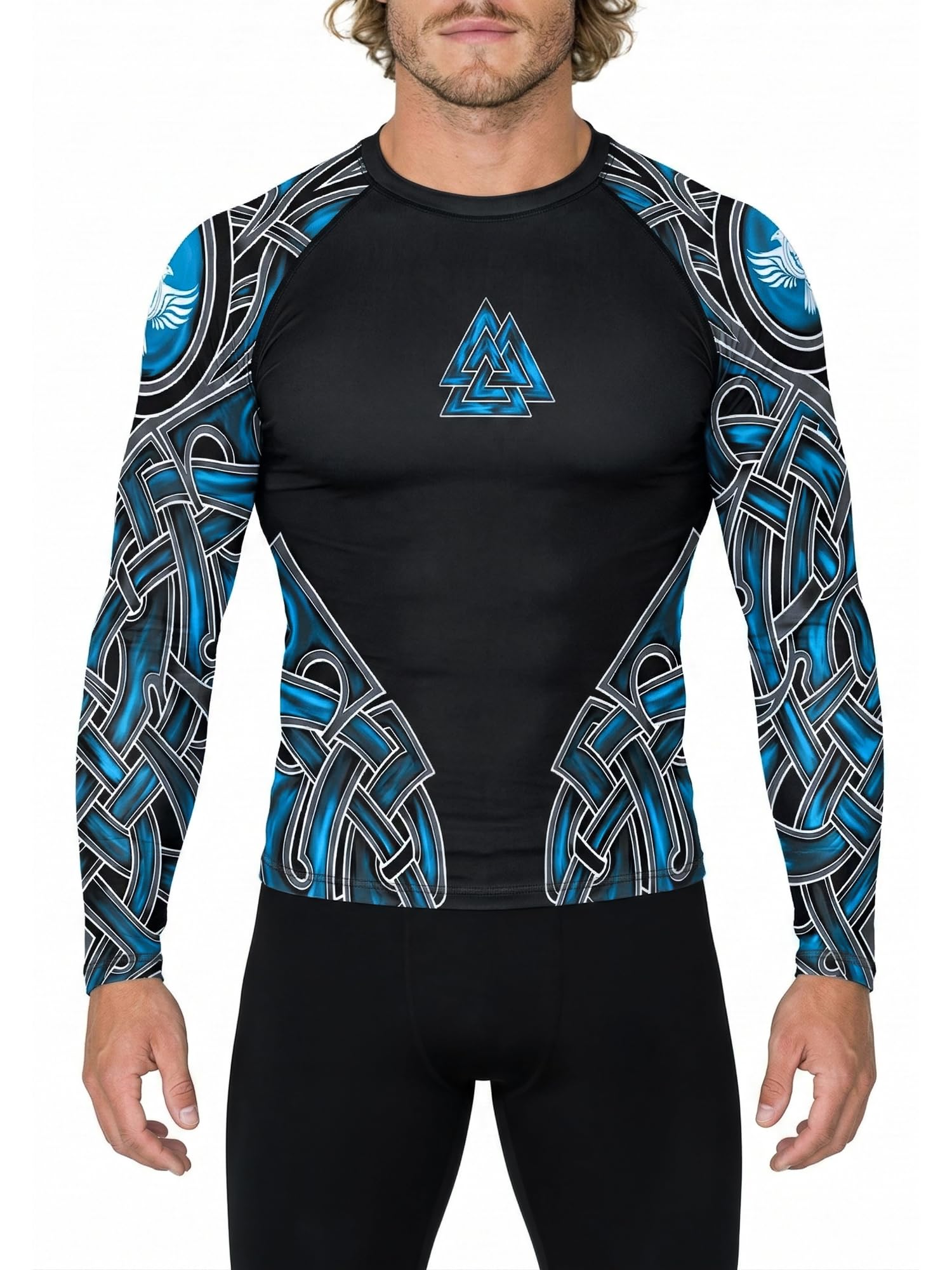 Rash Guard Men's Raven The Gods of Scandinavia Odin - Compression Shirt Long Sleeve - MMA Fitness Crossfit BJJ Grappling Camicia a Compressione Uomo Arti Marziali