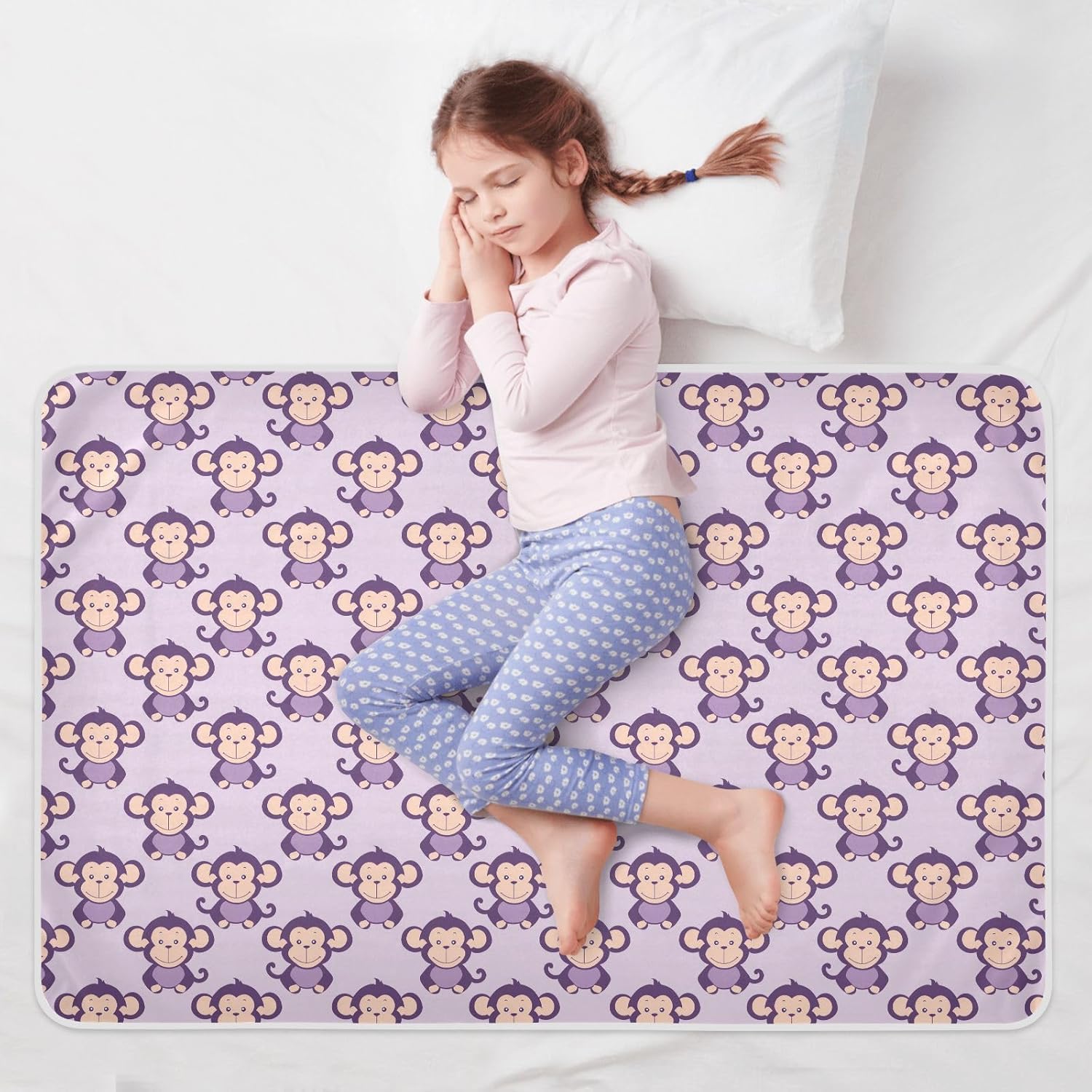 Violet Monkey Extra Large Resuable Toddler Mattress Pads Waterproof Washable Mattress Pad Changing Cradle Mattress for Toddler Kids , 52" L x 34" W