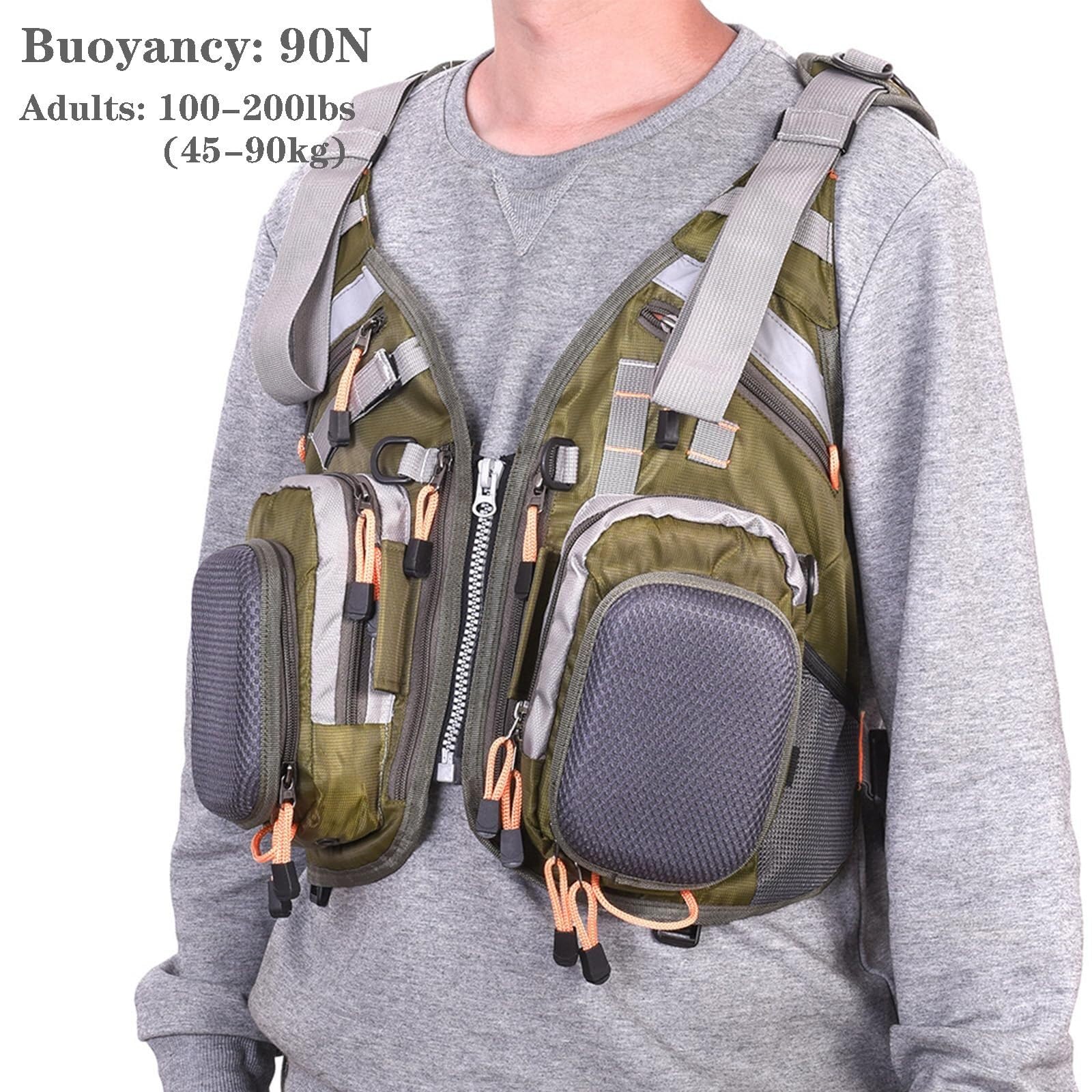 Unisex Hohe Auftriebskraft Tragbar Schwimnweste 3 in 1 Umwandelbarer Rucksack Abnehmbare EPE Einlage für Seefischen Kajak Bootfahren Wassersport Sicherheit