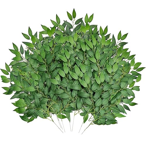 20Pcs Italian Ruscus Greenery, 23" Artificial Silk Stems Garland w/Green