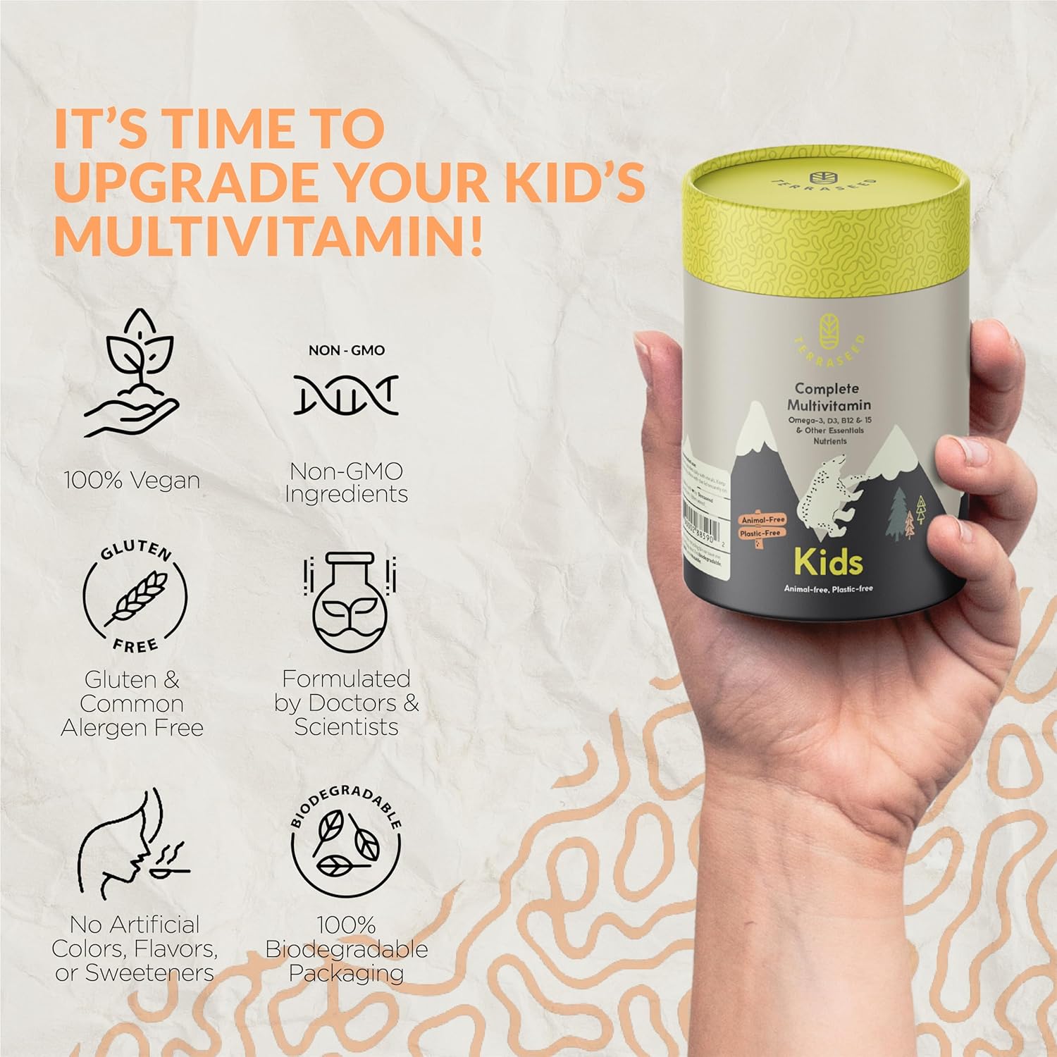 Complete Kids Multivitamin Gummies - with Omega 3,6,9, Vitamin B12, Folic Acid, Iodine, Vitamin C, Zinc - Kids Daily Essential Vitamins - Premium Vegan Multivitamin for Kids 2+ (60 Gummies)