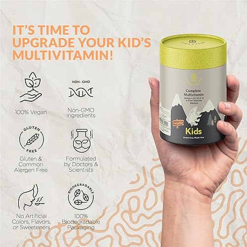 Miniatura 2 de Complete Kids - Gomitas multivitamínicas con Omega 3, 6, 9, vitamina B12, ácido fólico, yodo, vitamina C, zinc, vitaminas esenciales diarias para