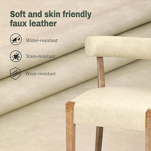 Miniatura 4 de Juego de 4 sillas de comedor modernas de piel sintética tapizadas para cocina y comedor, sillas modernas de madera de mediados de siglo, respaldo