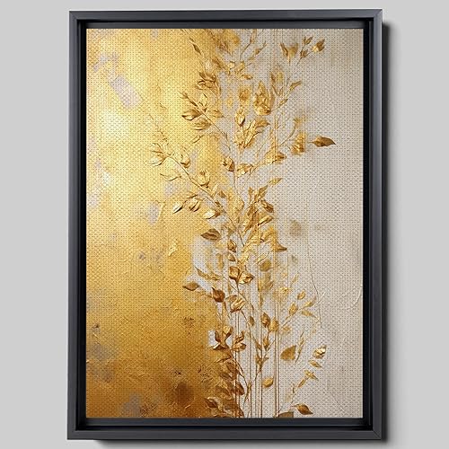Original Ginkgo biloba Print On Canvas, Modern Textured Gold Wall Art, Abstract Gold Leaves Print, Living room Wall Decor, Art Print, Wall