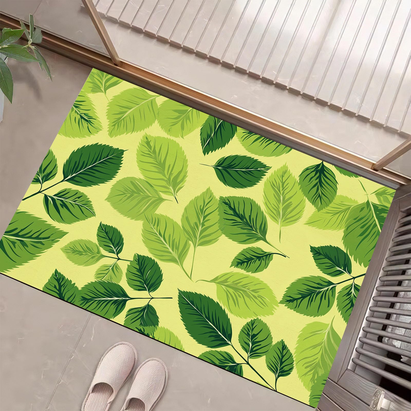 Paillasson feuilles simples antidérapant tapis de sol écologique facile à nettoyer