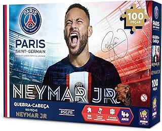 Quebra-Cabeça Neymar Jr. 100 Peças Puzzle, Desafie-se e Monte Coleção PSG Mimo Toys - 2300