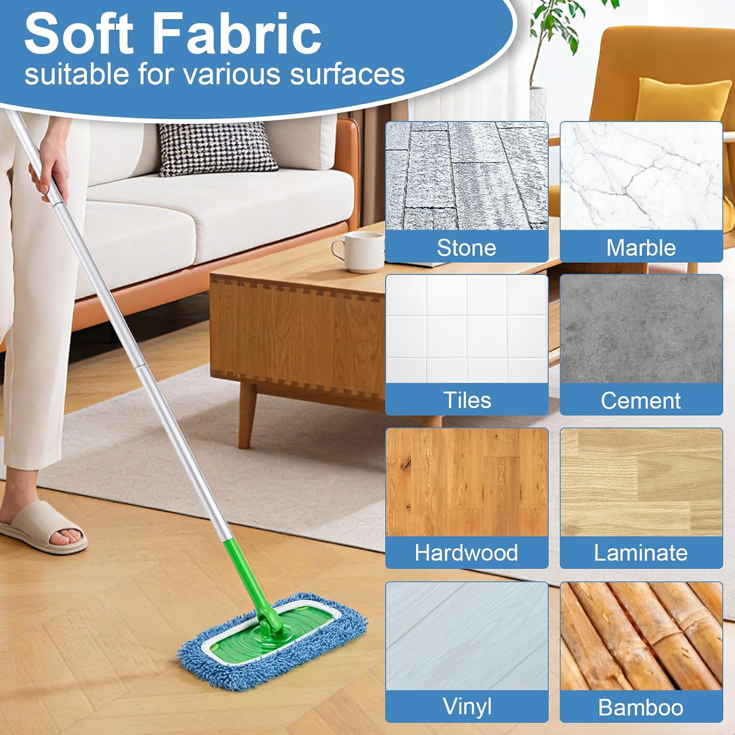 6Pcs Reusable Microfiber Mop Pads Refill Compatible with Swiffer Sweeper image 5