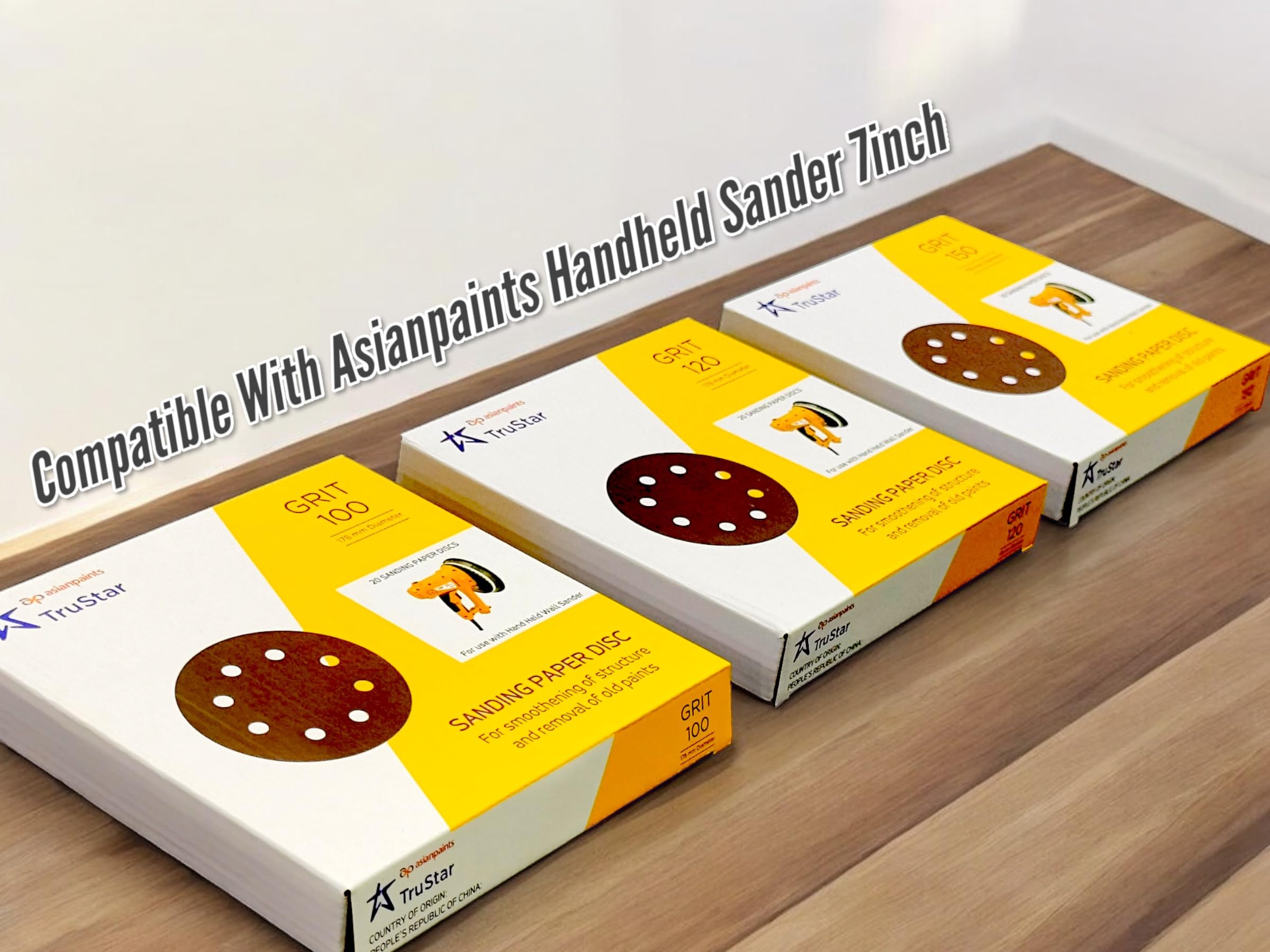 Asianpaints Trucare Sanding Paper 175mm (7") With 8 Holes Pack Of 20pcs For Wall Sander (150 GRIT) 2