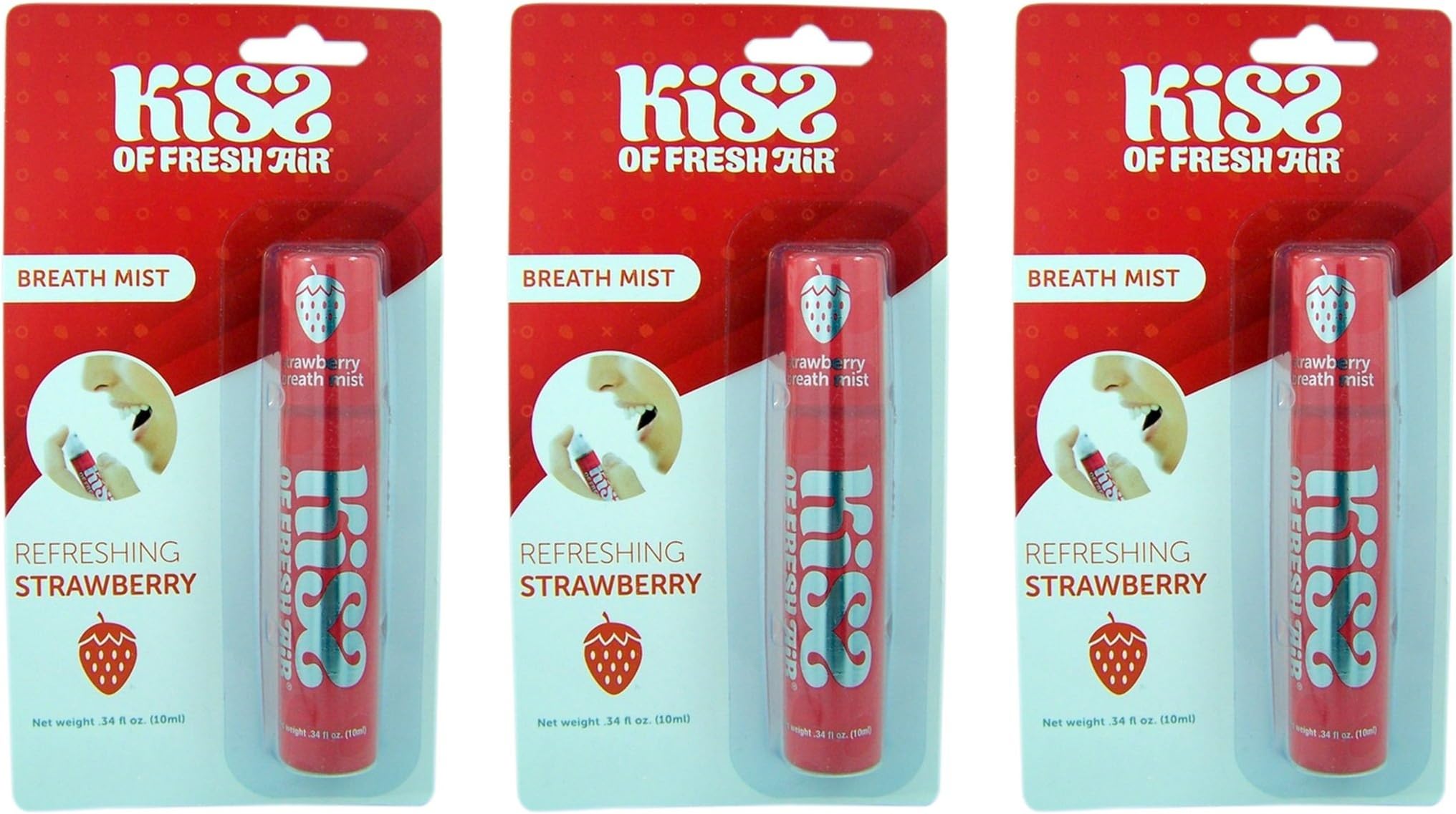 Pack of 3 Kiss of Fresh Air Breath Mist Freshener (Strawberry)