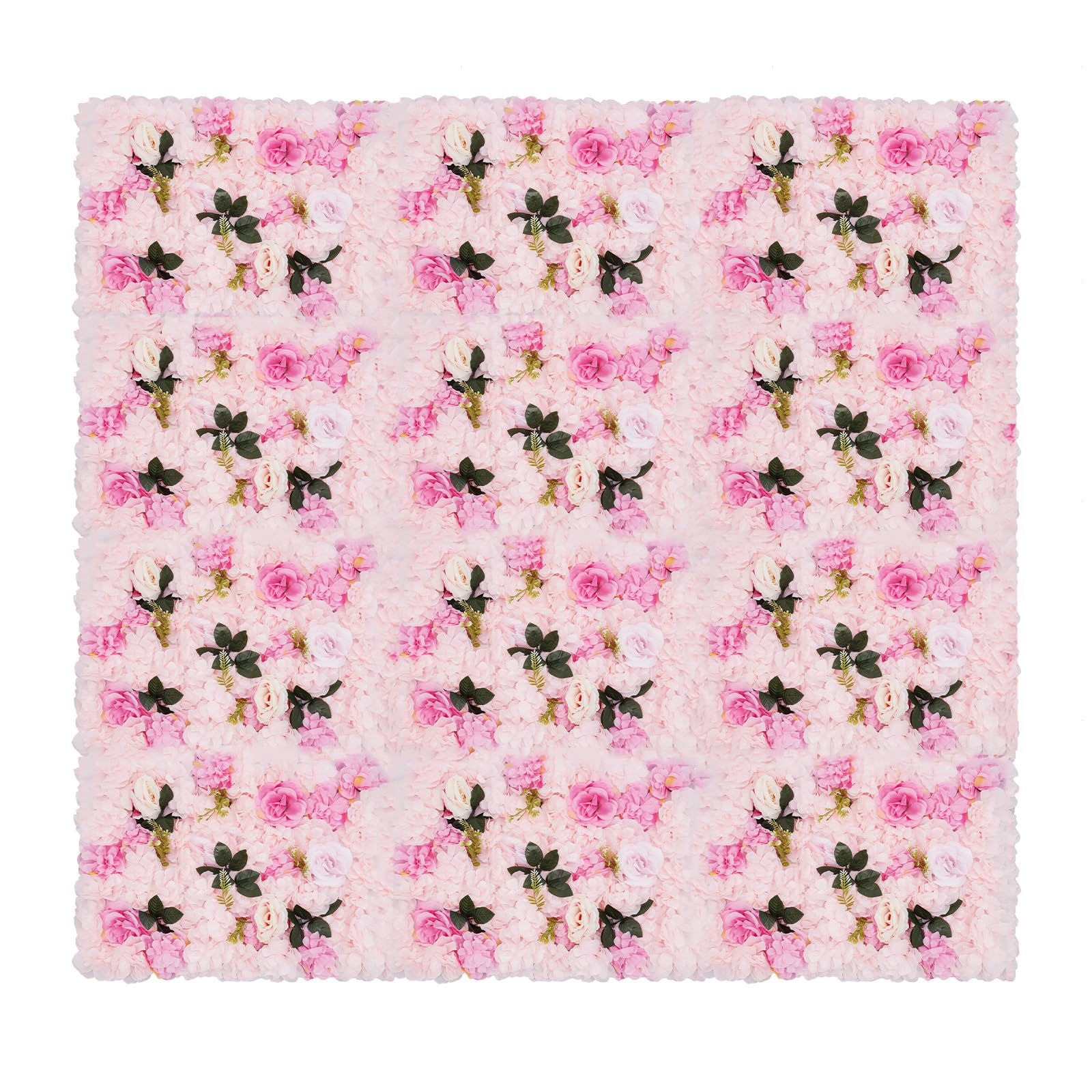 Set di 12 pannelli di fiori artificiali, 40 x 60 cm, motivo: Dahlia rosa e piante acquatiche, realistici e belli artificiali, pannelli da parete per interni/esterni e muri, falsi fiori