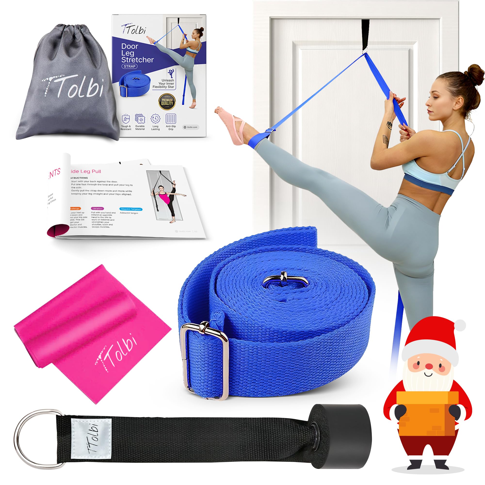 Stretching Strap with Door Anchor & Resistance Band – Leg Stretcher for Improving Flexibility & Splits – Ideal for Ballet, Dance, Cheer, Yoga & Gymnastics – Home Training Equipment for All Levels