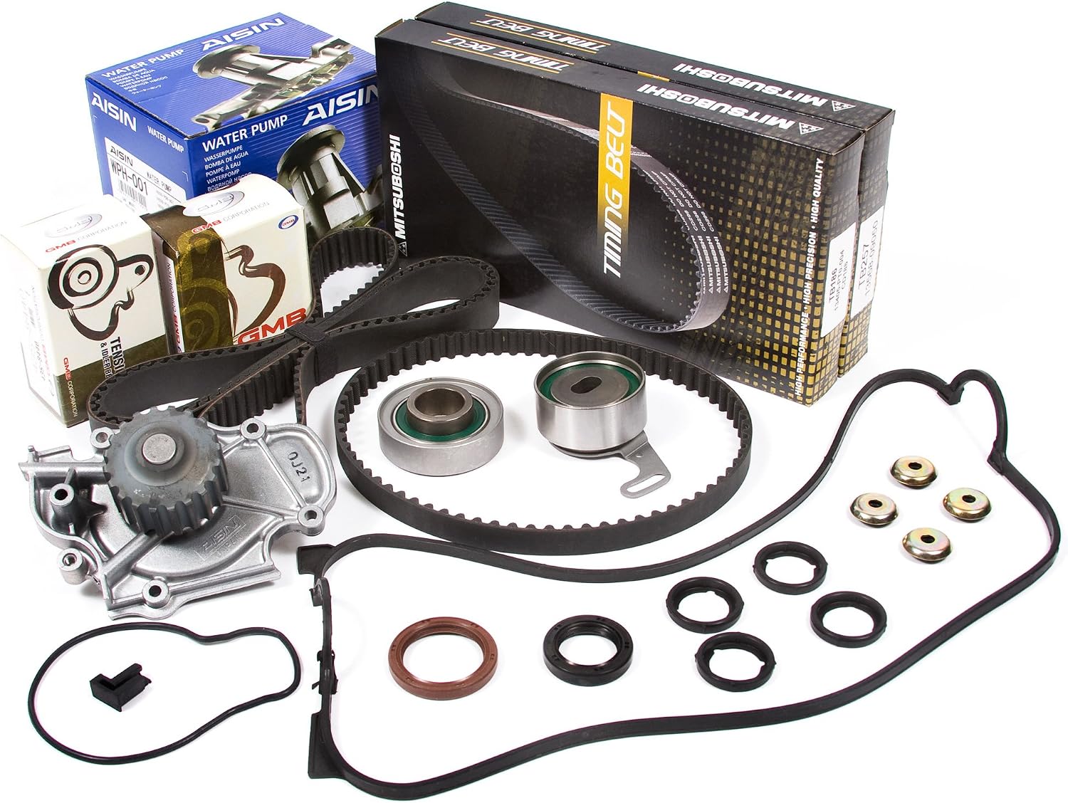 Evergreen TBK187MVCA Compatible With 90-97 Honda Isuzu 2.2L F22A F22B Timing Belt Kit Valve Cover Gasket AISIN Water Pump