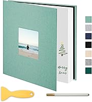 Vista 1 de Álbum de fotos autoadhesivo para scrapbook, páginas grandes, libro de recortes de lino, con capacidad para fotos de 2 x 3, 4 x 6, 5 x 7, 8 x 10