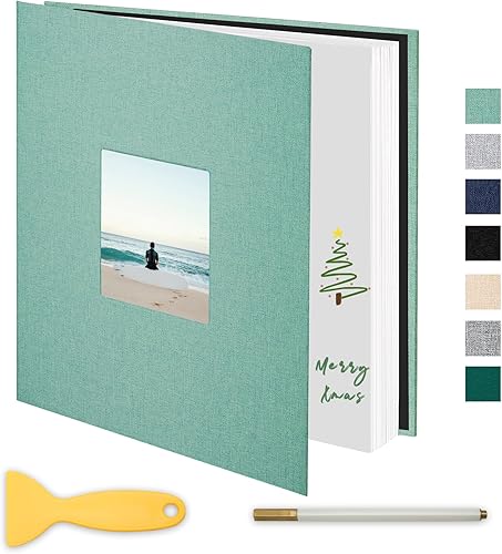 Álbum de fotos autoadhesivo, páginas grandes, libro de recortes de lino, con capacidad para fotos de 2 x 3, 4 x 6, 5 x 7, 8 x 10 pulgadas, para