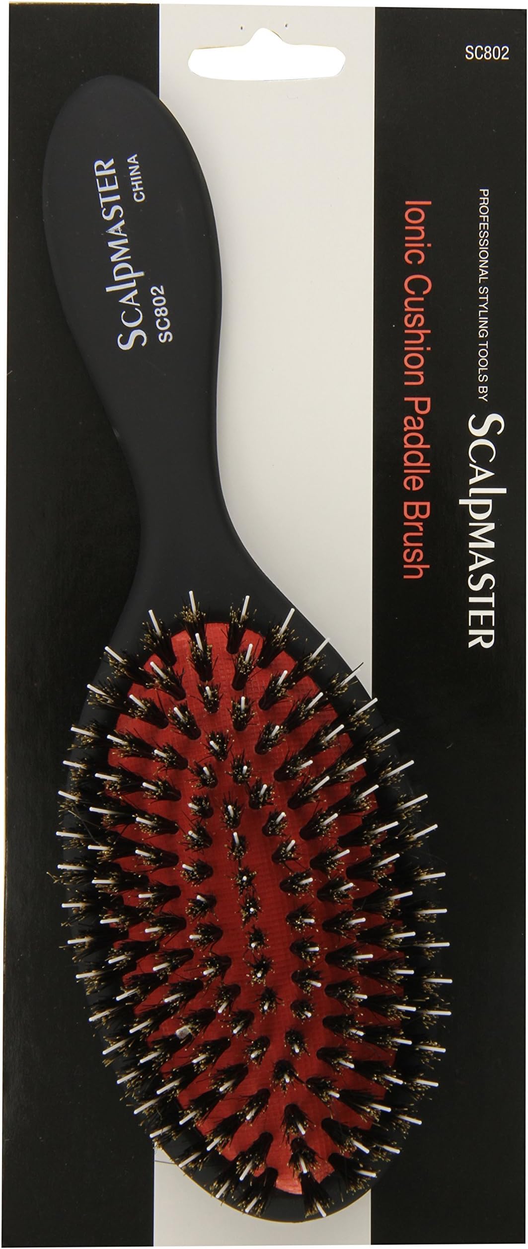 ScalpmasterPorcupine and Nylon Bristle Ionic Cushion Paddle Brush
