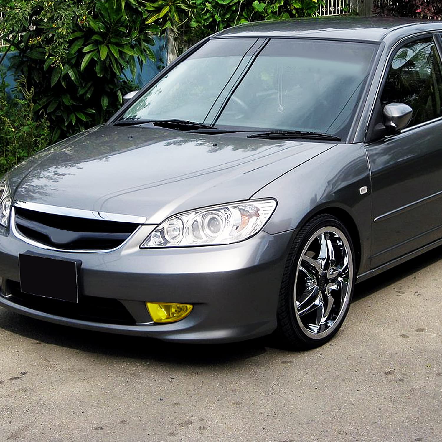 Spec-D Tuning Yellow Fog Lights + H8 Bulbs + Switch Compatible with 2004-2005 Honda Civic 2/4Dr, L+R Pair Assembly