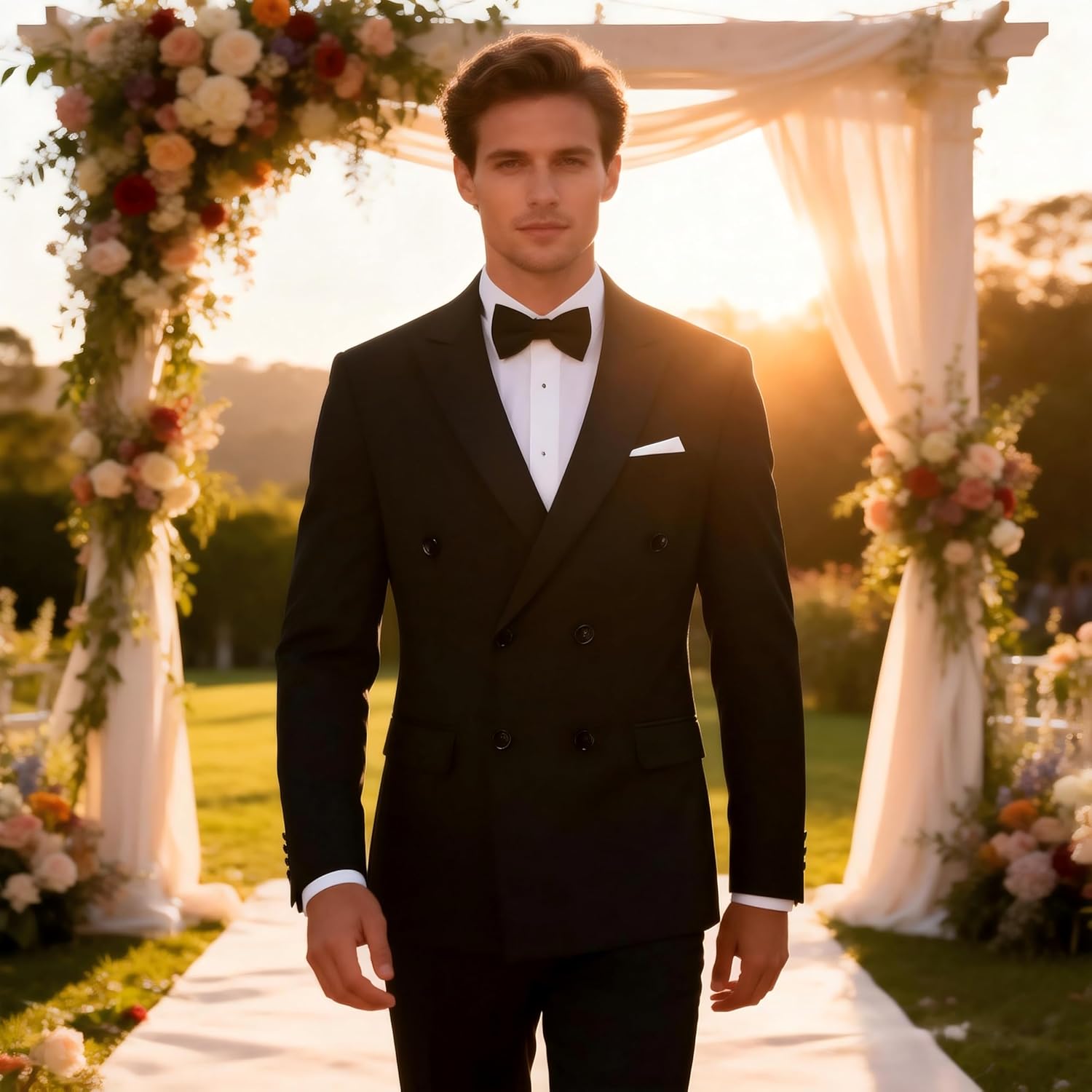 MOGU Men's Double-Breasted Suit Blazer Slim Fit Solid Color Sport Coat Jacket for Business, Wedding, Prom & Formal Events - Image 3