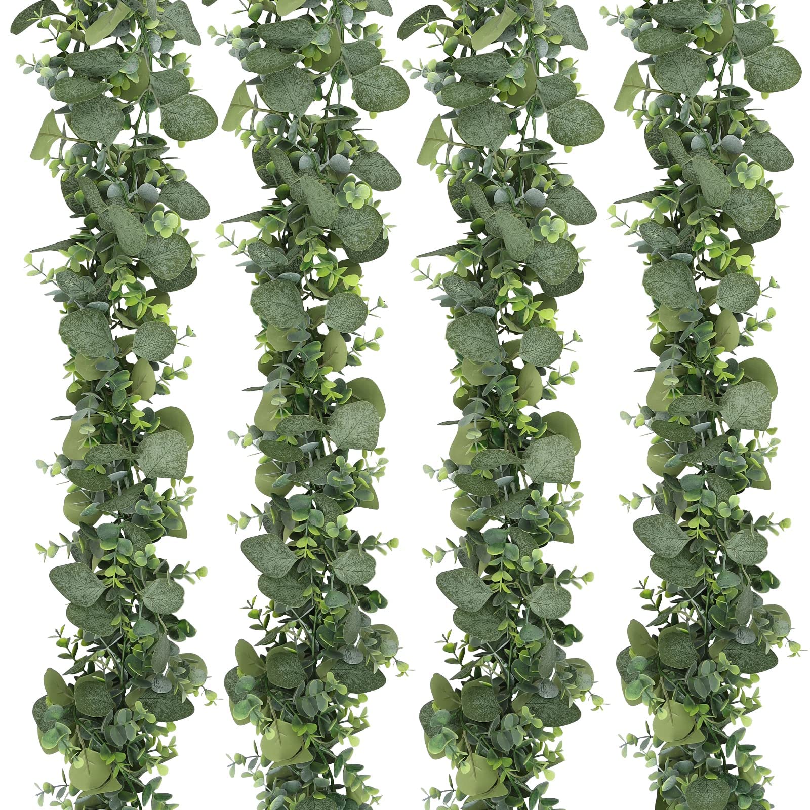 Ghirlanda di Eucalipto Artificiale Foglie di Eucalipto Miste Ghirlanda Verde Piante da Appendere per la Casa Della Fattoria da Tavolo Caminetto Matrimonio arco Decorazione per Sfondo 4 pezzi