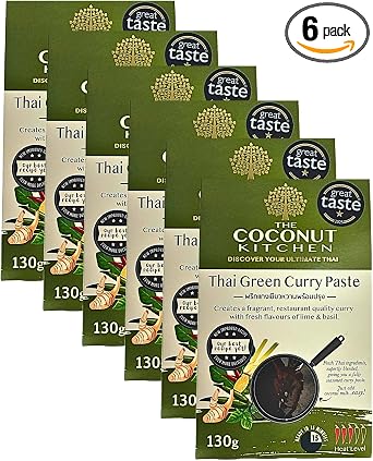 The Coconut Kitchen Easy Thai Green Curry Paste, 130 g, Pack of 6