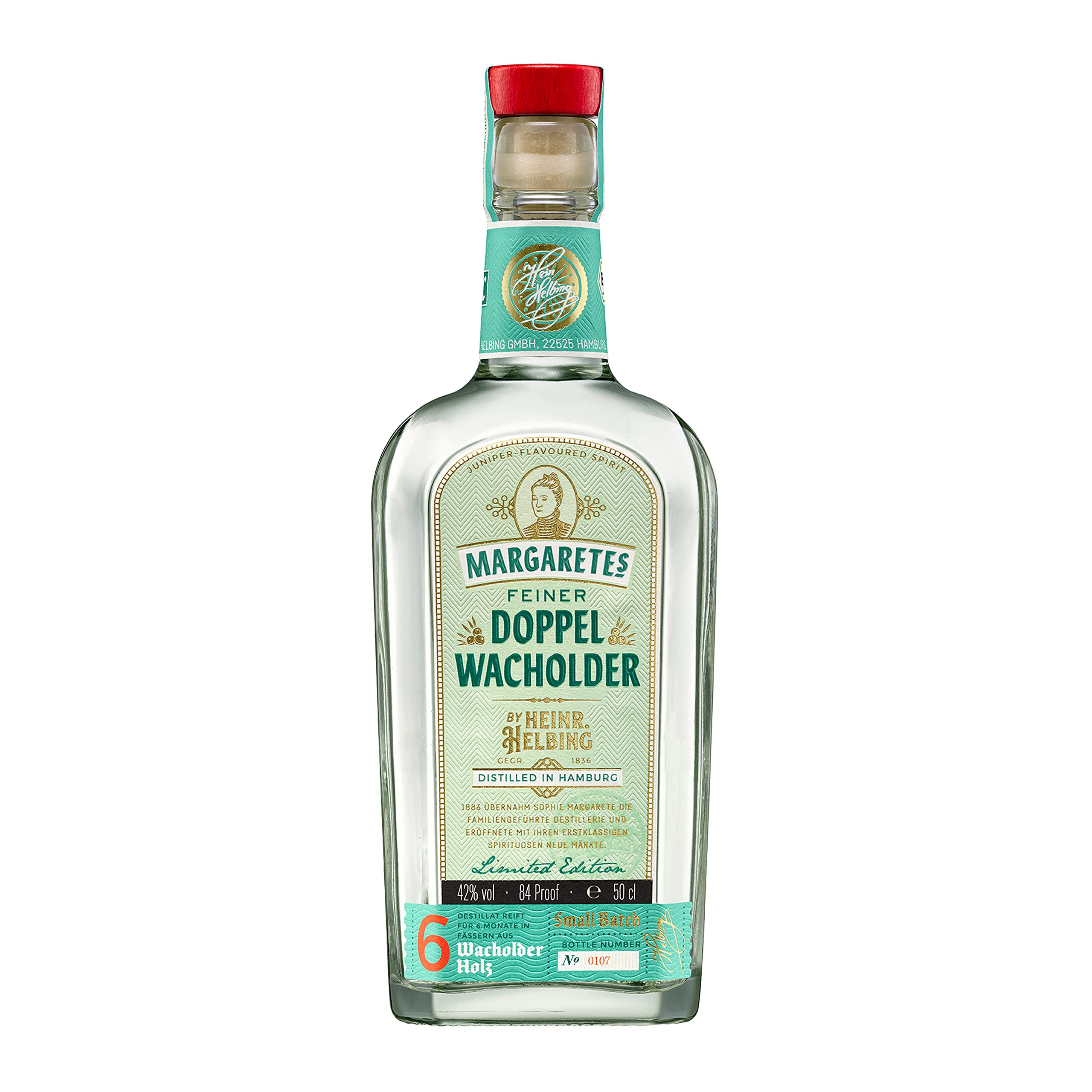 Margaretes feiner Doppel-Wacholder 42% Vol. - feinstes Destillat aus Bio-Weizen - Trinkt man pur oder mit Tonic. (1 x 0,5 l)