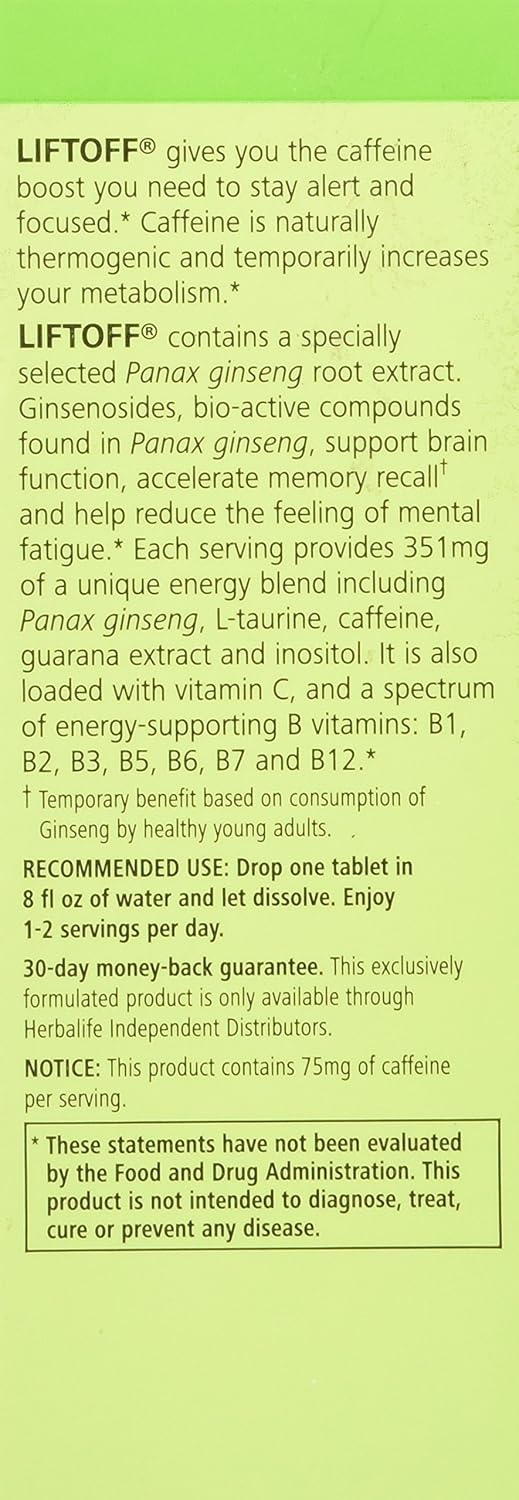 Herbalife Liftoff Lemon-Lime Blast Kosher (Box of 10 Tablets) : Health & Household