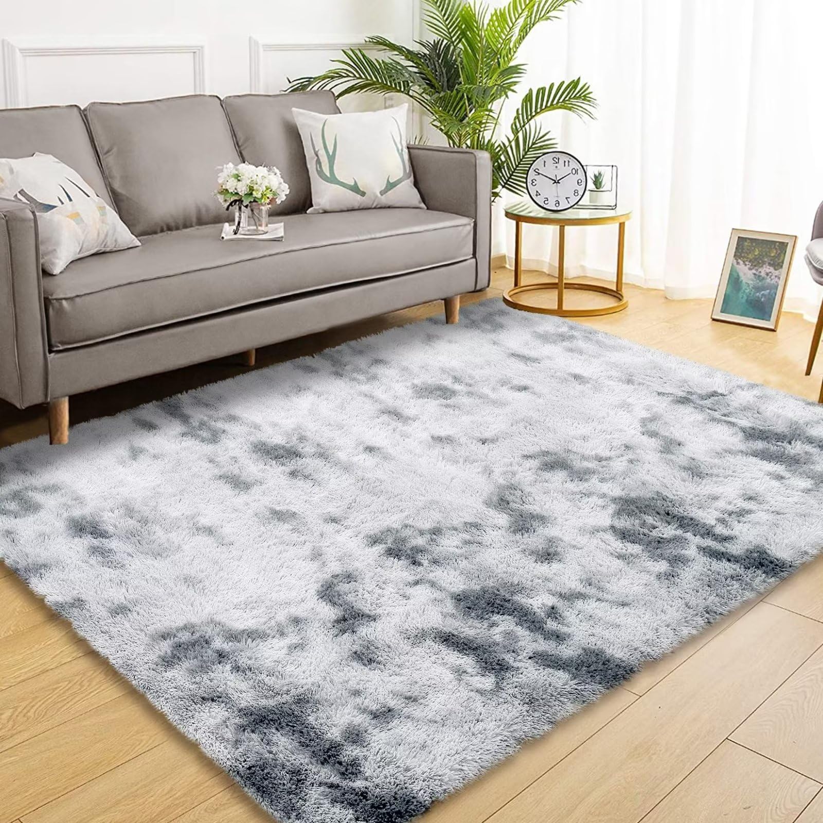 NANAN 8x10 Area Rugs for Bedroom Plush Rug Fuzzy Rug Living Room Rugs Non-Slip Rug for Living Room Bedroom Dining Room Office,Grey