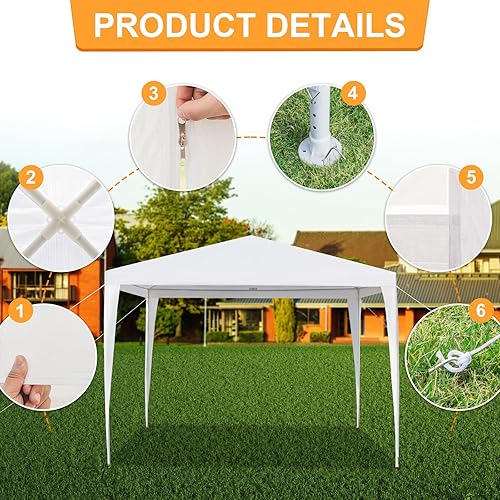 Miniatura 3 de Outvita Gazebo para exteriores, toldo blanco con paredes laterales, tienda de campaña de boda con bloqueo UV para fiestas, refugio de lluvia, gazebo