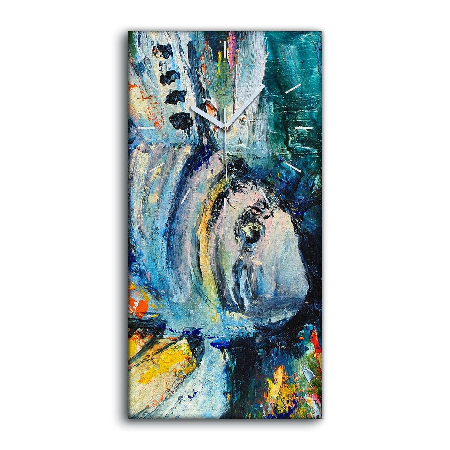 Horloge sur toile moderne 30x60cm silencieuse image art mural salon