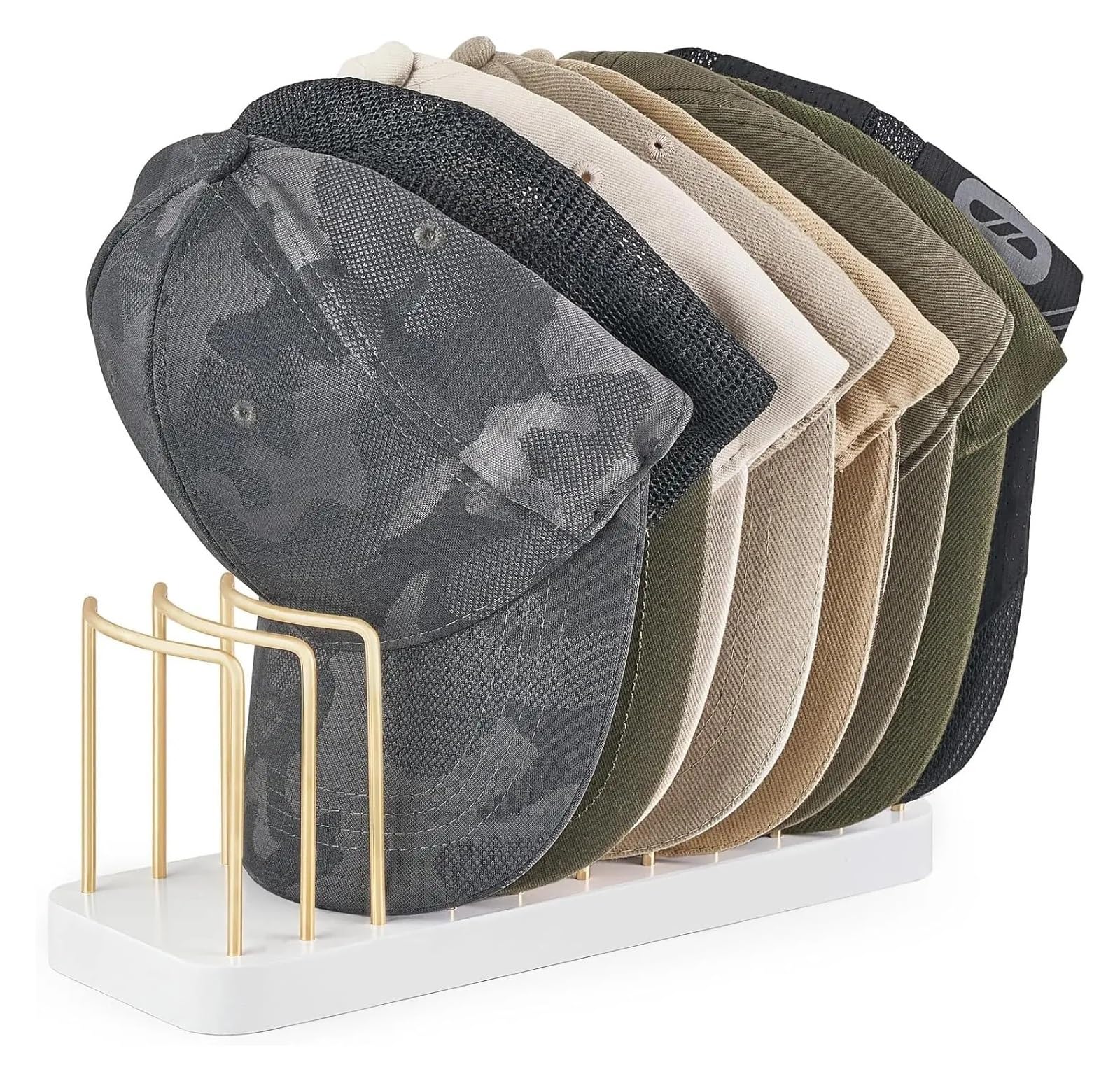 LNNXSZ Hat Storage Hat Organizer For 10 Baseball Caps, Tabletop Hat Rack Stand Storage Display, White