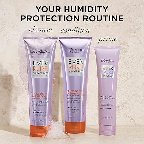 Miniatura 6 de LOreal Paris EverPure - Acondicionador Frizz-Defy sin sulfatos con aceite de marula 85 onzas líquidas el embalaje puede variar