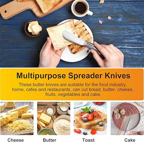 Miniatura 6 de Mudder 8 cuchillos de mantequilla, cuchillo esparcidor de queso de acero inoxidable, utensilios de esparcidor de mantequilla para hacer pastelería