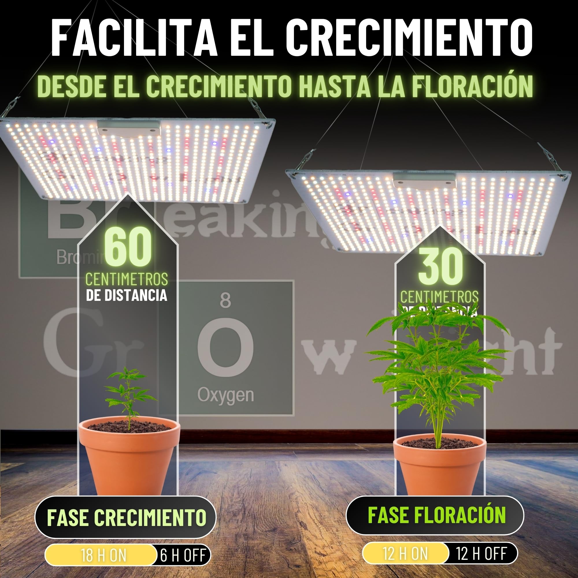 MADAME GROW luz plantas -luz plantas interior - luz para plantas interior - luz crecimiento plantas interior - led de cultivo -luz de crecimiento para plantas - grow light -led plantas (QUANTUM BOARD)