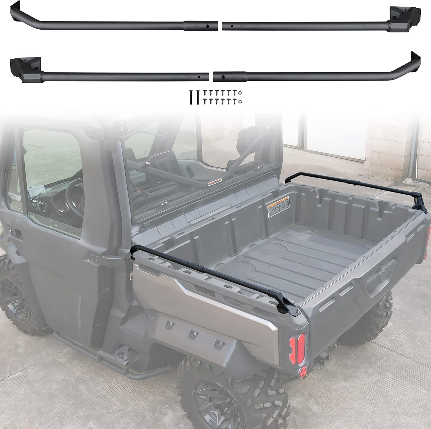 SAUTVS Cargo Bed Rails for Defender, Heavy Duty Combined Cargo Box Side Rails Kit for Can-Am Defender HD5 HD7 HD9 HD8 HD10 MAX 2016-2025 Accessories (Replace #715003444)