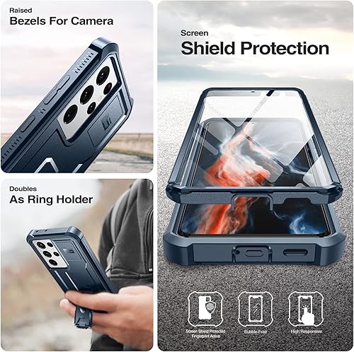Miniatura 7 de Dexnor Funda para Samsung Galaxy S21 Ultra, Protector de pantalla y soporte integrados Protección de grado militar resistente a prueba de golpes