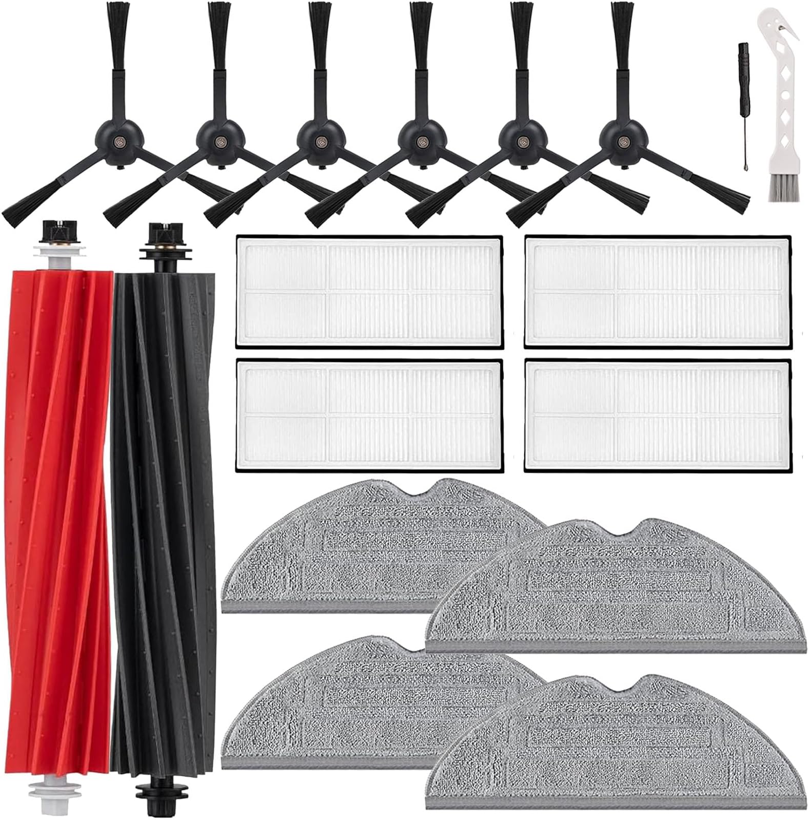 Replacement Parts Accessories Kit Compatible with Roborock S8 S8+ S8 Pro Ultra Robot Vacuum, 1 Set Main Brush, 4 HEPA Filters, 6 Side Brushes, 4 Mop Cloth Pads