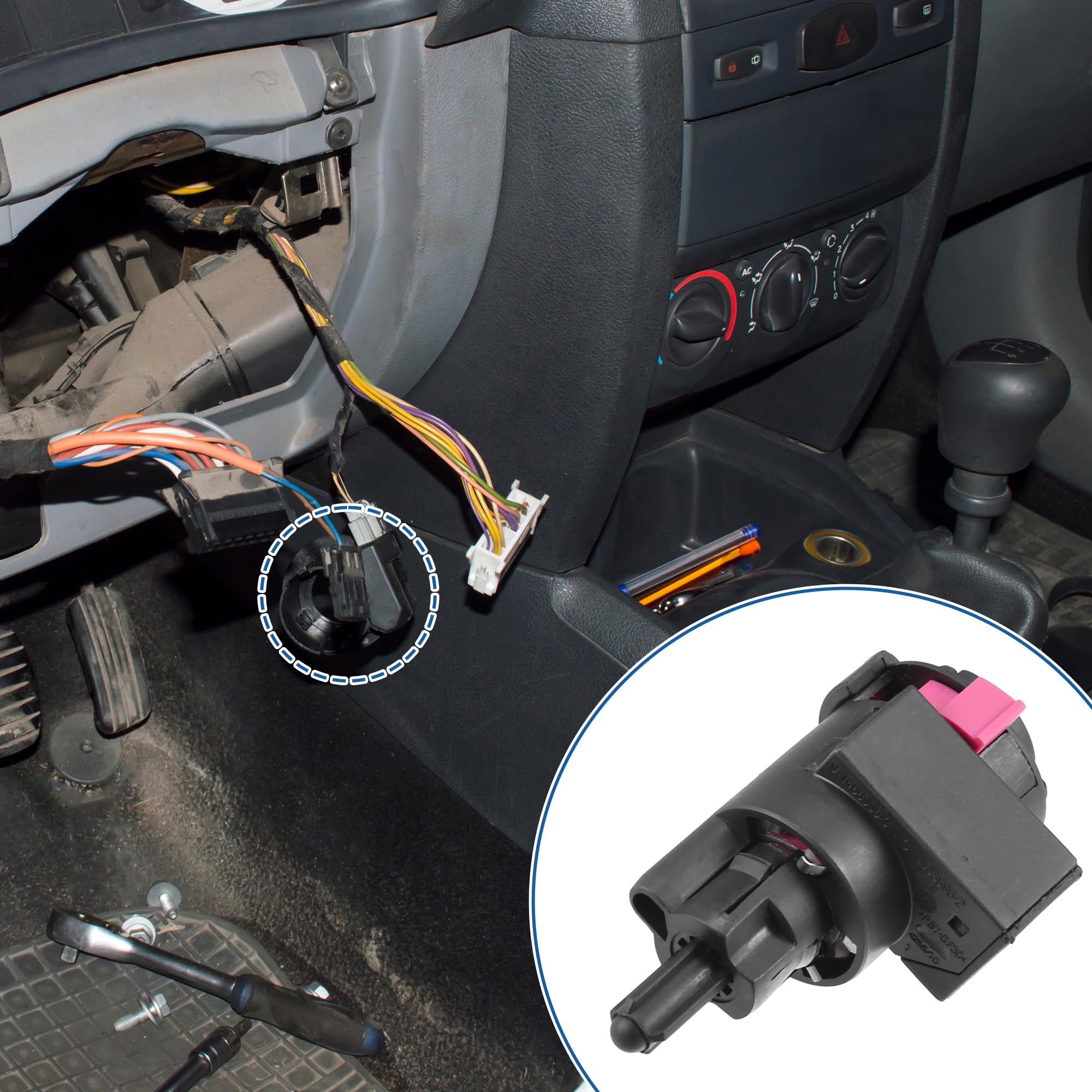 QUARKZMAN Interruptor De Lámpara De Freno Para Audi A4 09-16 1Pc | Para Audi A5 08-17, Núm Oe:4F0945459B, Mat: Plást Y Metal, Col: Negro Y Mor, Tam:7.8X4.1X4.1Cm