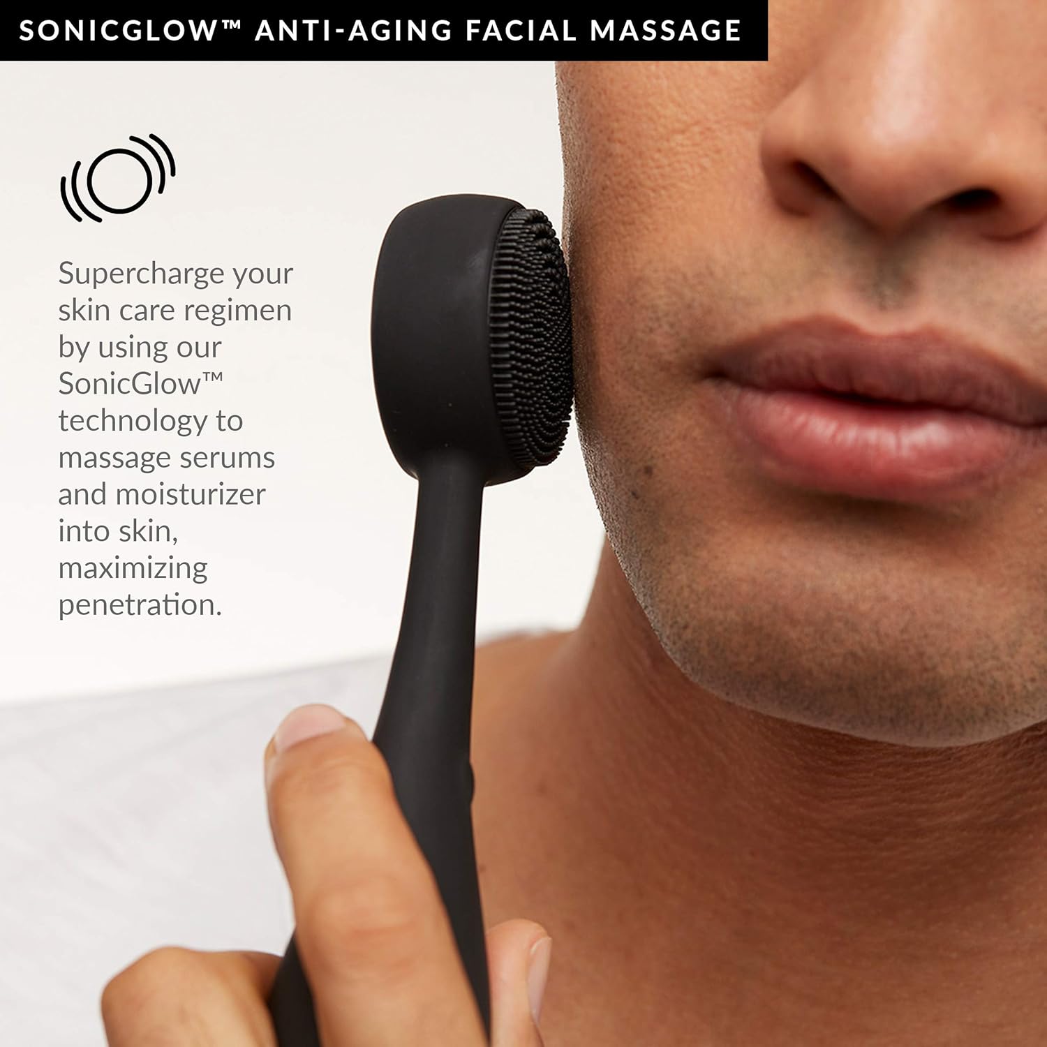 PMD Clean - Smart Facial Cleansing Device with Silicone Brush & Anti-Aging Massager - Waterproof - SonicGlow Vibration Technology - Lift, Firm, and Tone Skin on Face and Body - Black : Beauty & Personal Care