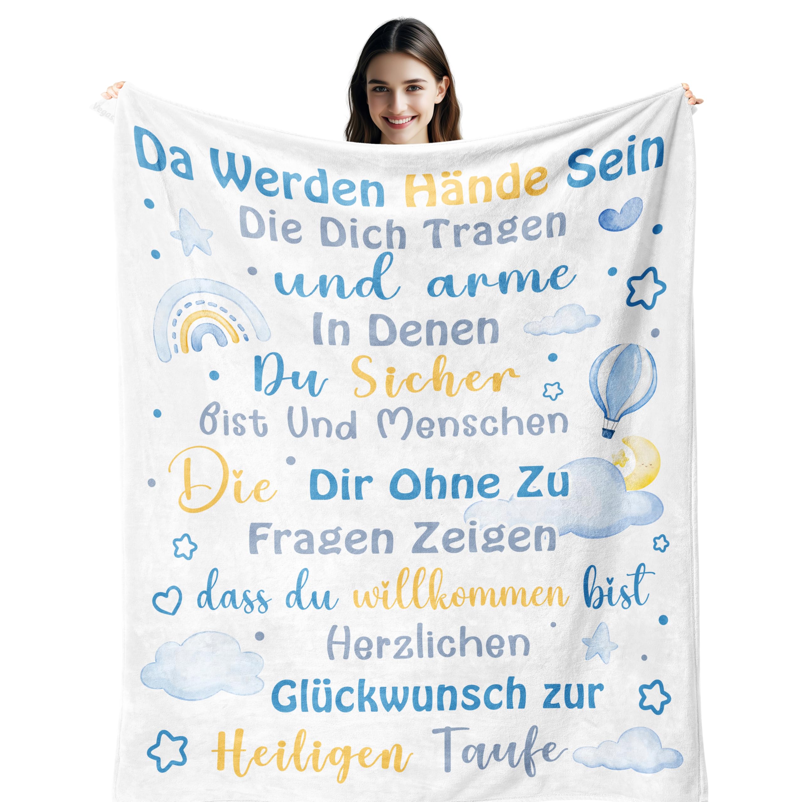 Vegas Taufe Geschenk, Taufgeschenke Jungen, Taufgeschenke für Mädchen, Taufgeschenk, Geschenke zur Taufe, Geschenk Taufe Junge Mädchen, Baby Geschenk, Taufe Deko Decke 130X100CM