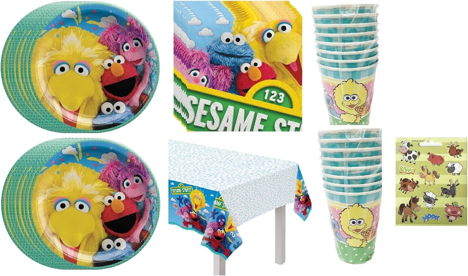 Amscan Sesame Street Party Supplies Bundle Pack includes