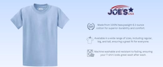 Joe's USA Men's 50/50 Cotton/Poly T-Shirts - Comfortable, Shrink-Resistant Tees In Regular, Big & Tall Sizes