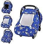 Pea Pod Car Seat Cover Baby, Infant Car Seat Canopy Covers for Newborn with 2 Layers Windows of Breathable Mesh Fabric, Lightweight Polyester/Soft Minky Dot Backing (Ocean)