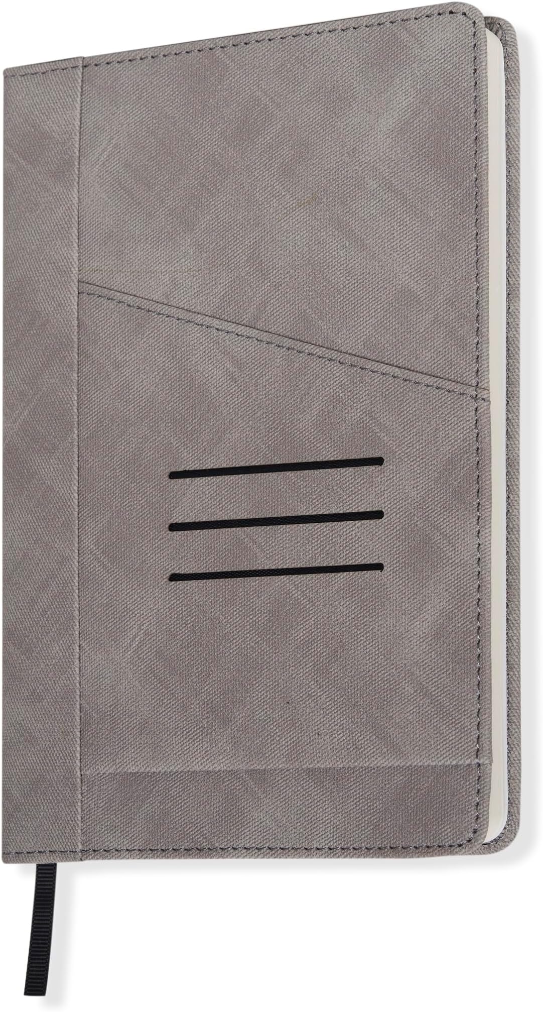 DOODLE Premium Executive Diary with Card Holder| A5 | Hard Bound |Undated New Year Diary | 192 Ruled Pages |80 GSM | Natural Shade Paper with Back Pocket | PU (Faux Leather) Cover| (Graham Grey)