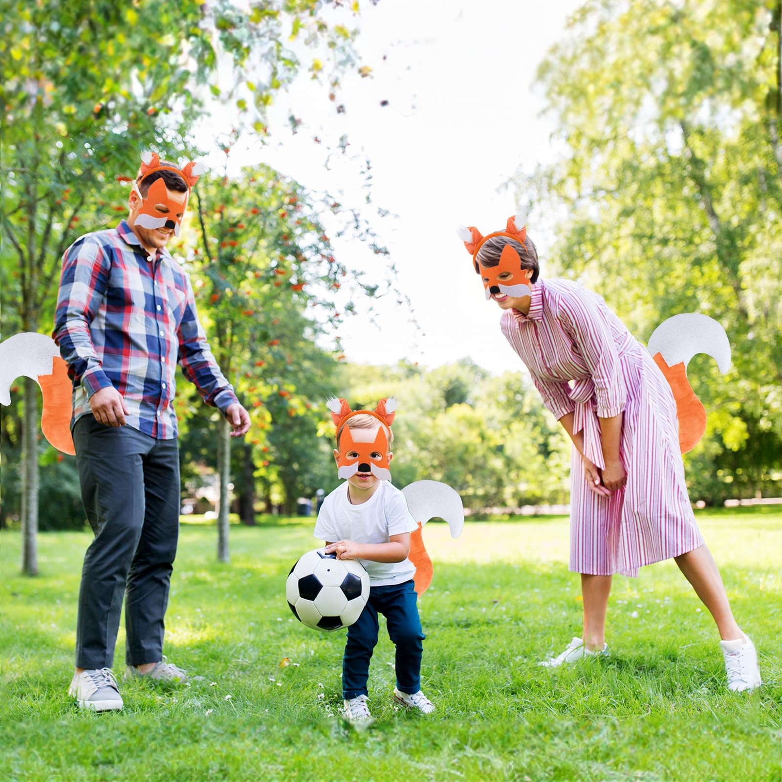 XEPST Zestaw kostiumowy z lisiem lisiem, lisie uszy i ogon, opaska na czoło, lisi ogon, maska, do kostiumu zwierzęcego, Cosplay, na przyjęcie urodzinowe, akcesoria na Halloween, kostium, akcesoria