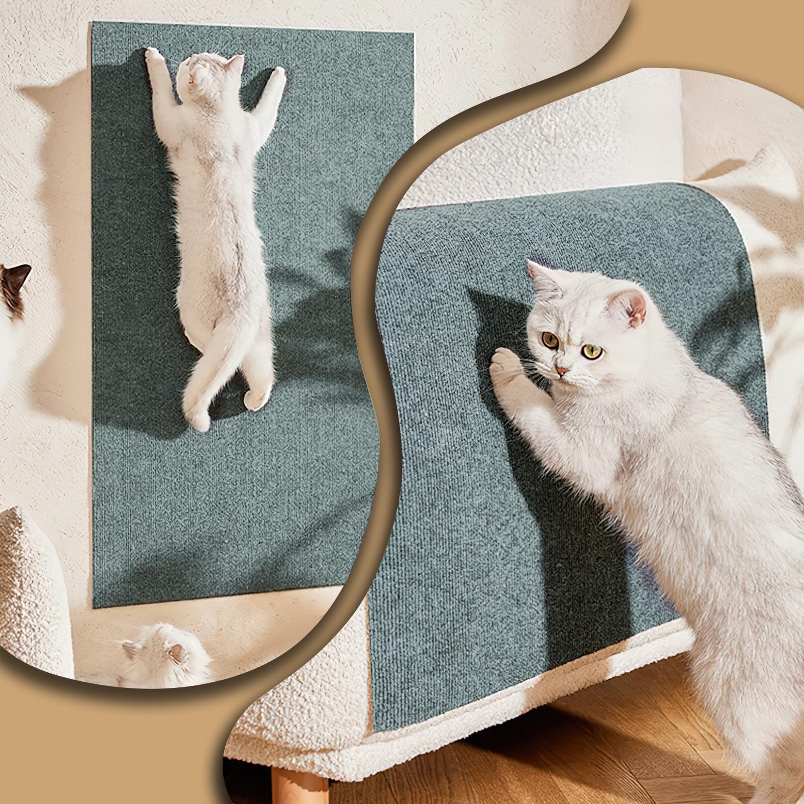 Tappetino Antigraffio Per Gatti Autoadesivo - 40x200cm, Grigio Chiaro, Ritagliabile - Foto 7