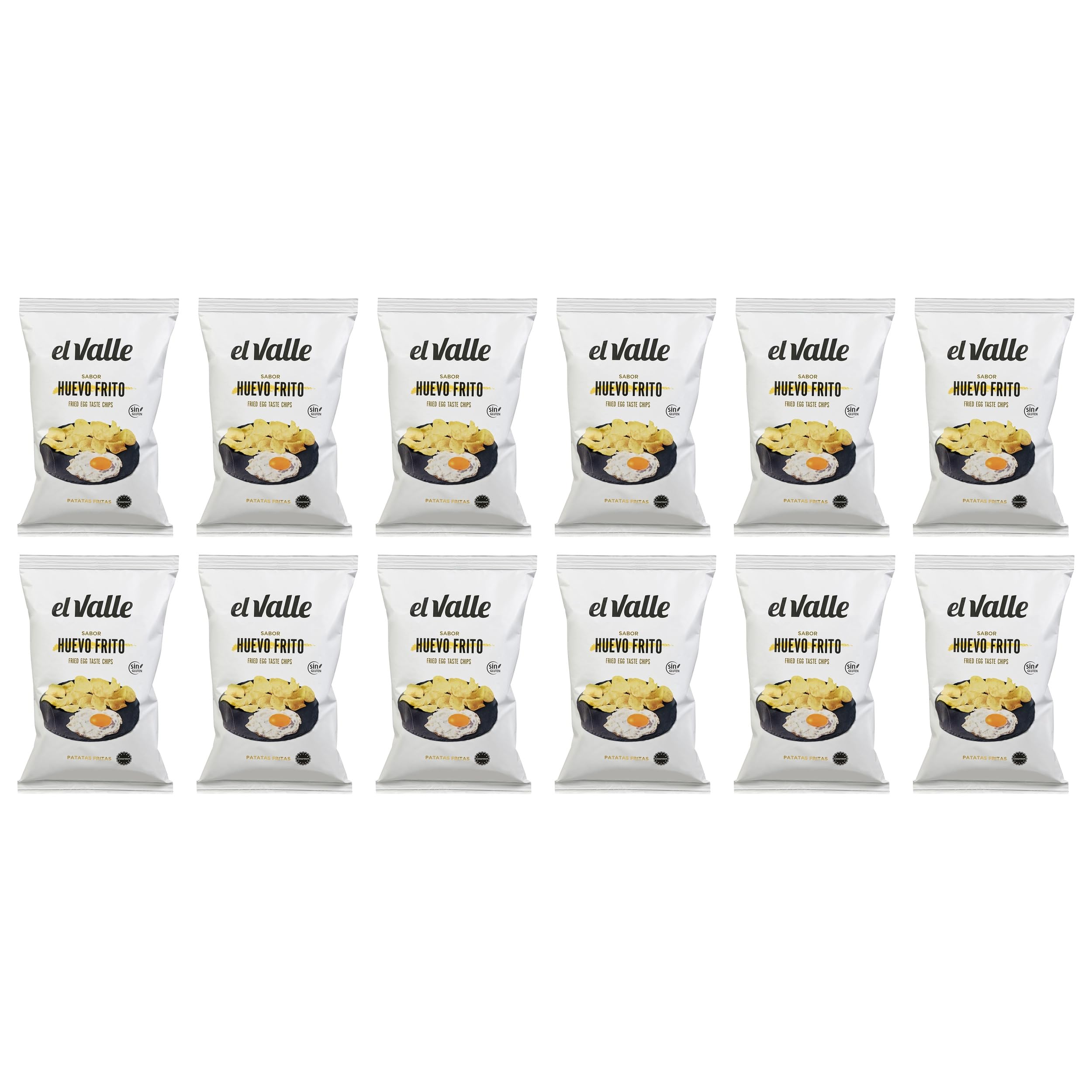 Snacks El Valle Kartoffelchips mit Spiegelei Geschmack, glutenfrei, aus Spanien inkl. FeinWert E-Book (12 x 130 g)