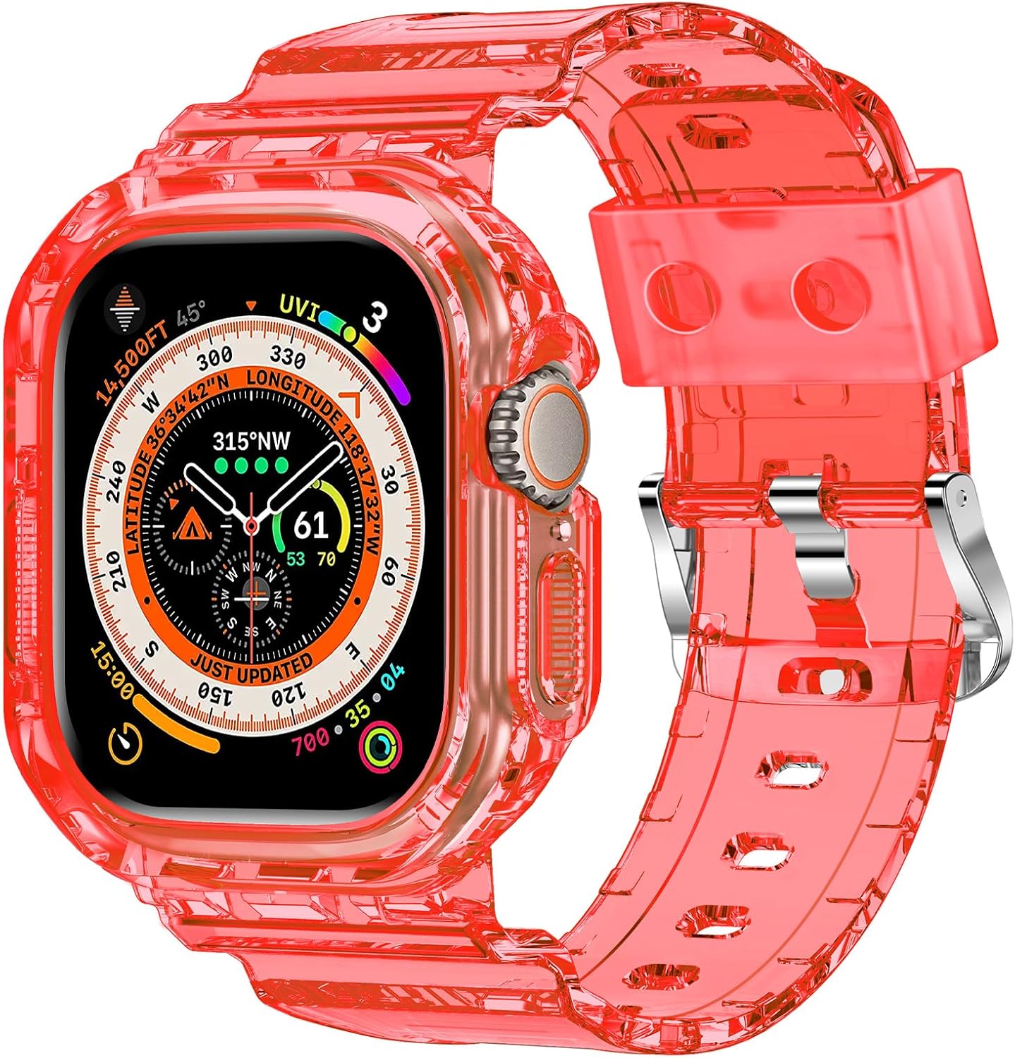 XYF Compatible for Crystal Clear Apple Watch Bands, 49mm 46mm 45mm 44mm 42mm 41mm 40mm 38mm Bumper Case for Men Women Jelly Sport Cover Strap for iWatch Ultra 3 2 Series 11 10 9 8 7 SE 6 5 4 3