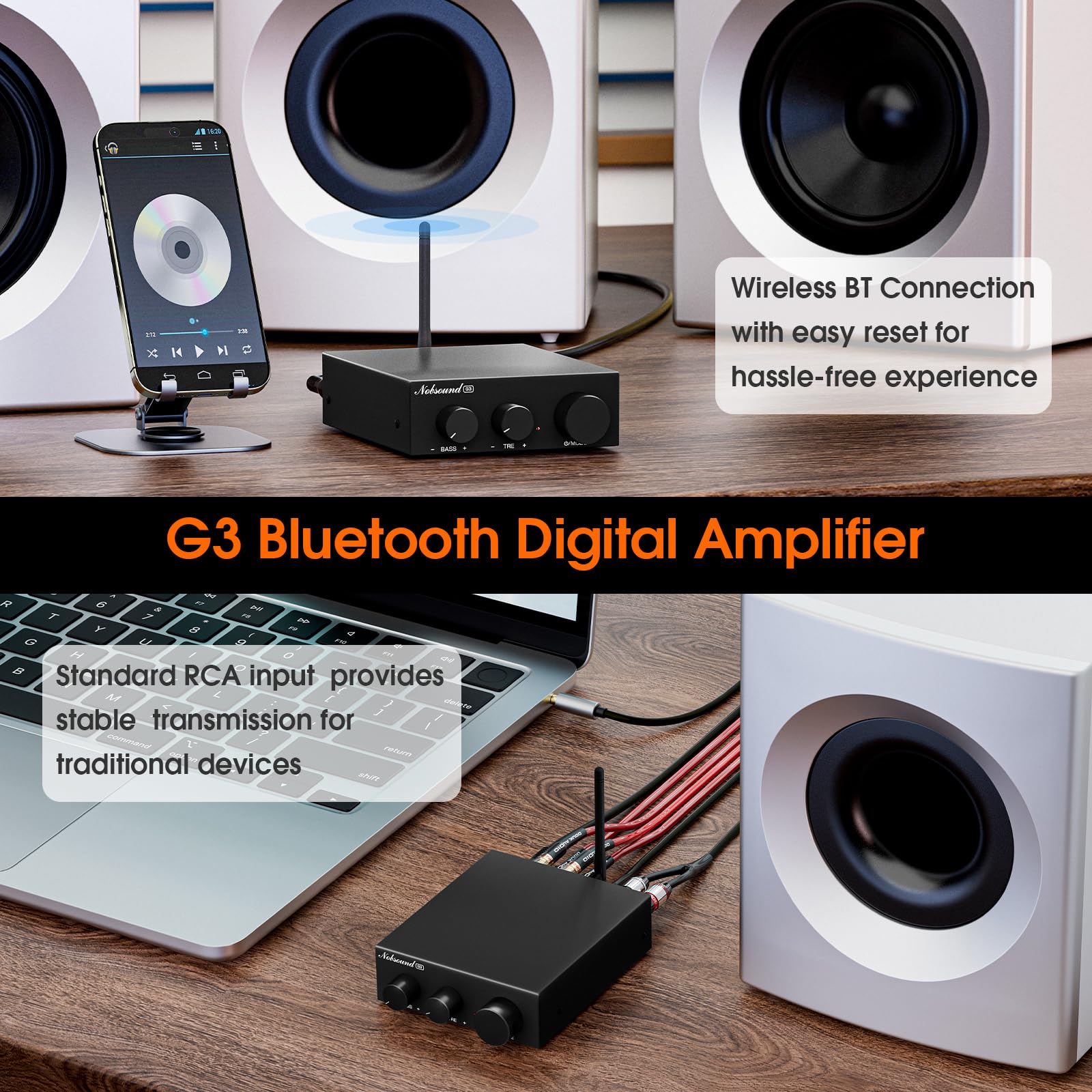 MINI AMPLIFICATORE DIGITALE Bluetooth 5.0 Amplificatore HiFi USB Stereo