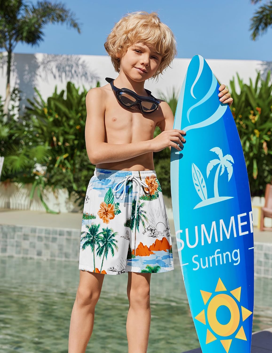 Arshiner Boys Swim Trunks Quick Dry Bathing Suit Boys Swim Shorts Stretch Swimsuit 6-14 Years